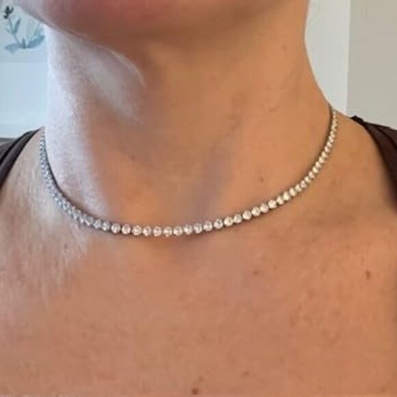 Neiman Marcus 18K Gold Plated 3mm Tennis Necklace - Picture 1 of 6